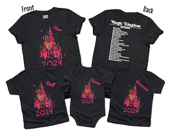 Custom Disney 2024 Magic Kingdom Ride Checklist Family Vacation Shirt, Tron: Lightcycle Run Inspired, Personalized Family Vacation Outfit