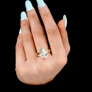 Pear Diamond Ring, Lab Grown Diamond Ring, 2 Carat Pear Solitaire Ring, Wedding Ring, Engagement Ring, For Her.