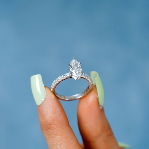 2 Carat Marquise Engagement Ring, Lab grown Solitaire Engagement Ring, Wedding Ring, Anniversary Ring, F, VS1 Lab Grown Diamond Ring