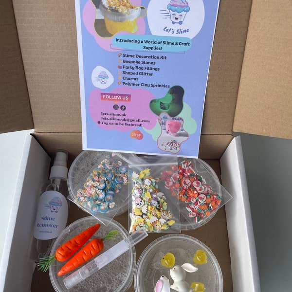 Slime “Easter box” 4 slime decorating box plus mix-in and colours. Sensory Kit, kids' party favours, Easter basket stuffers for kids