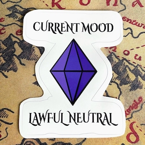 Sims Plumbob Mood x D&D-uitlijningssticker, indigo-sticker met focus indigo, sticker rechtmatig neutrale uitlijning, sticker zonder luchtbellen