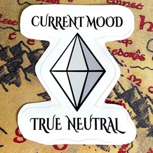 Sims Plumbob Mood x D&D-uitlijningssticker, fijne witgrijs plumbob-sticker, echte neutrale uitlijningssticker, sticker zonder luchtbellen