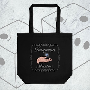 Dungeon Master Tote Bag, Dungeons and Dragons D20 Tote, RPG Gamer Gift, Table-top Game Night Bag, Fantasy Dice Design Bag, D&D Bag, DnD Bag