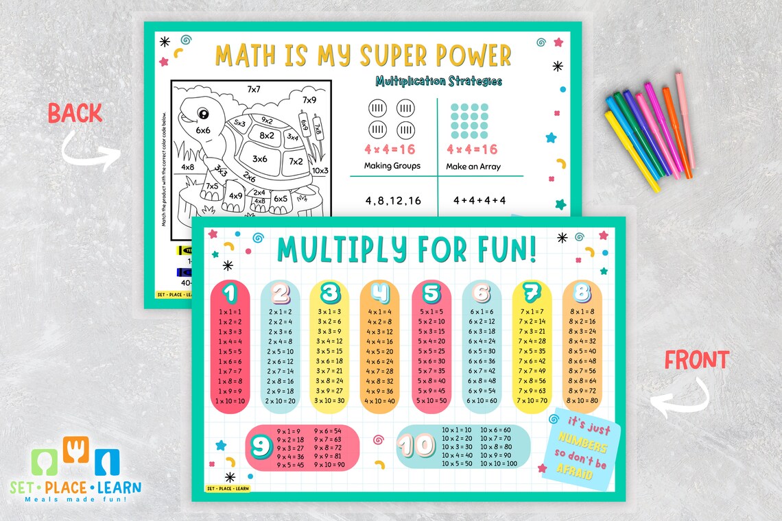 Multiplication Learning Placemat: Fun Homeschool Math Activity - Etsy