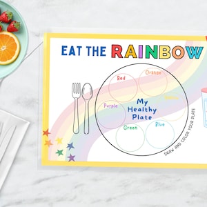 Kids Placemat Healthy Eating Interactive Placemat Eat the Rainbow Educational Tool for Learning Healthy Eating Habits