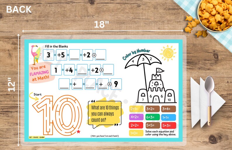 Reusable Addition Placemat for Kids | Math Facts 1–10 Activity Mat ...