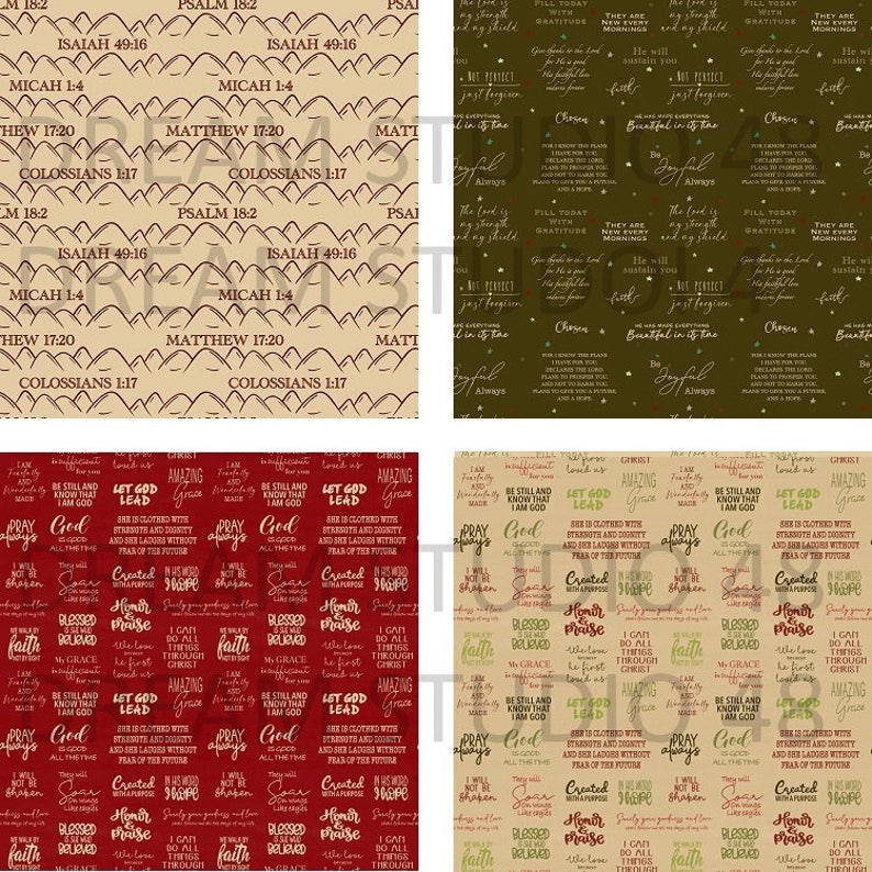 Religious Digital Paper Set Christmas Colors Christian Faith Scrapbook