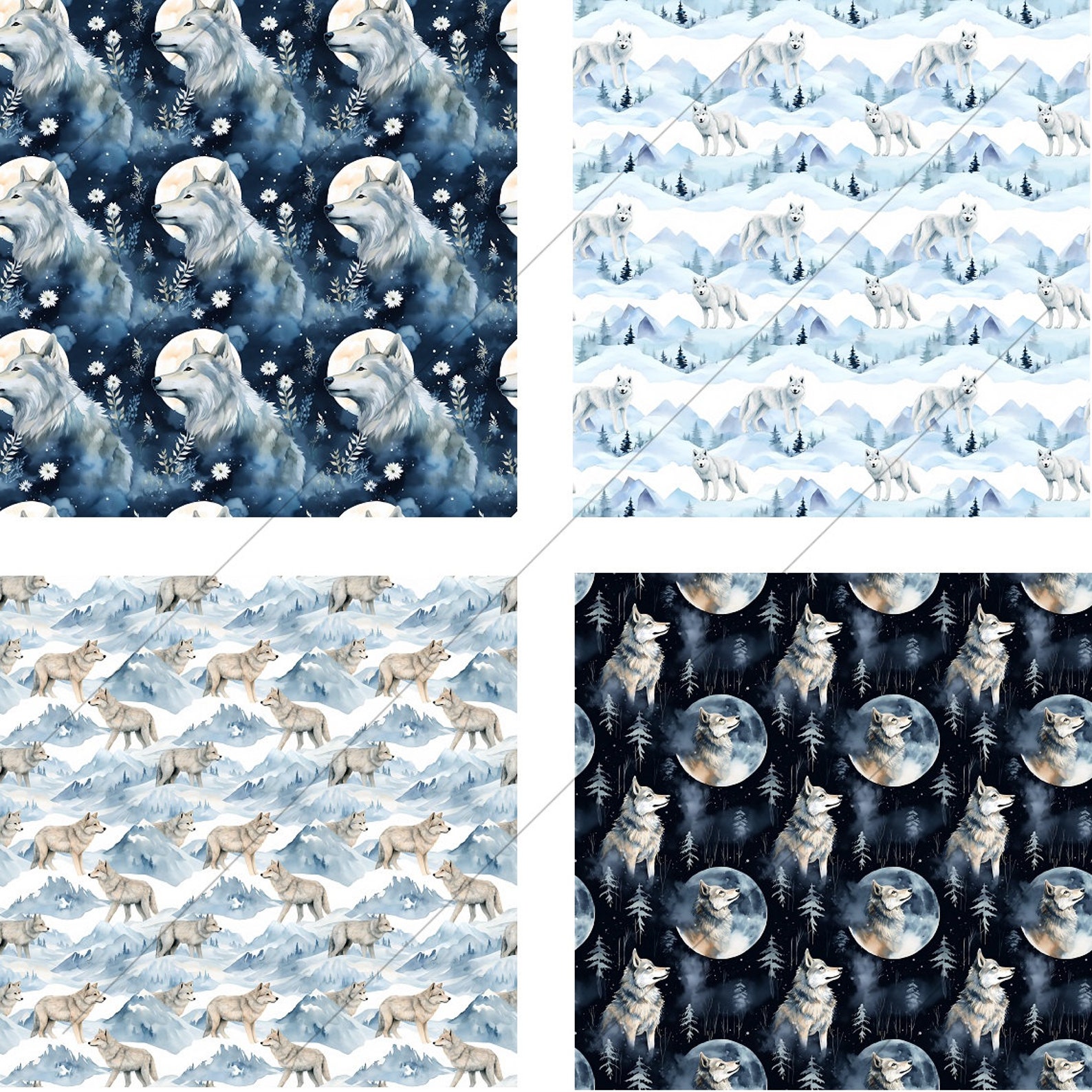 Wolves Seamless Digital Pattern #2 - Wolves Patterned Design - Wolves ...