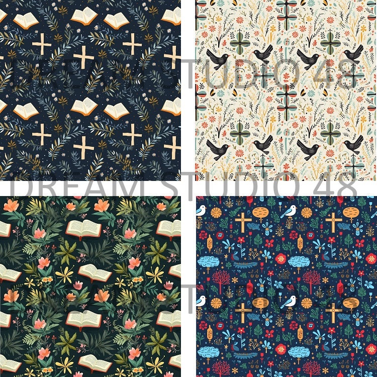 Religious Samples Religious Digital Paper Set #1 - Christian Faith Scrapbook Paper ...