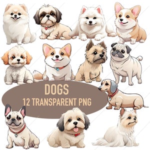 Dog Puppy Watercolor Clipart Bundle, Transparent PNG, Animal Pet Lover ...
