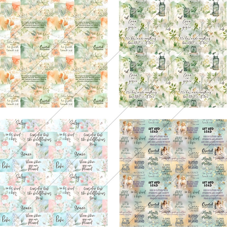Religious Digital Paper Set 3 Christian Faith Scrapbook Paper Bible
