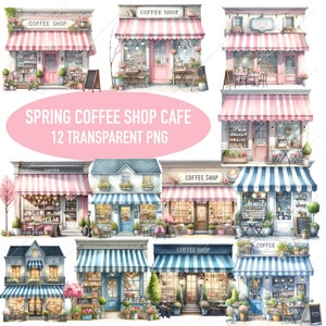 Cafetería de primavera Café PNG Clipart, paquete transparente de acuarela, descarga instantánea, álbum de recortes, creación de tarjetas, diario basura, uso comercial