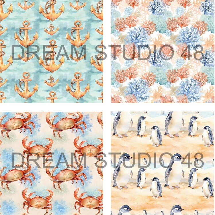 Ocean World Digital Paper Sea Life Printables 12 Designs - Etsy