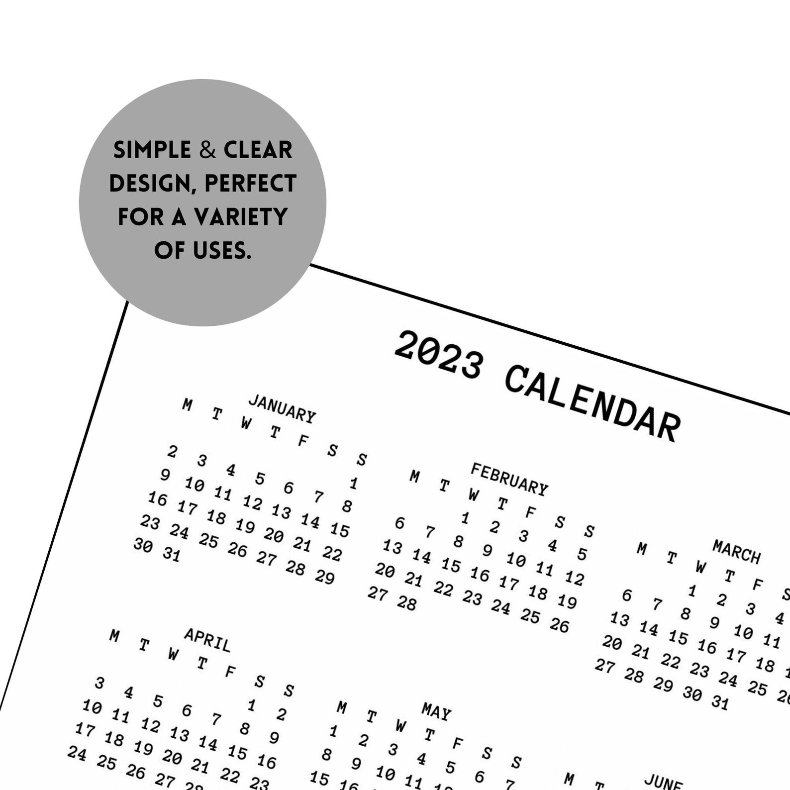2023 & 2024 Calendar Year at 1 Glance Minimal Designed 1 Etsy UK