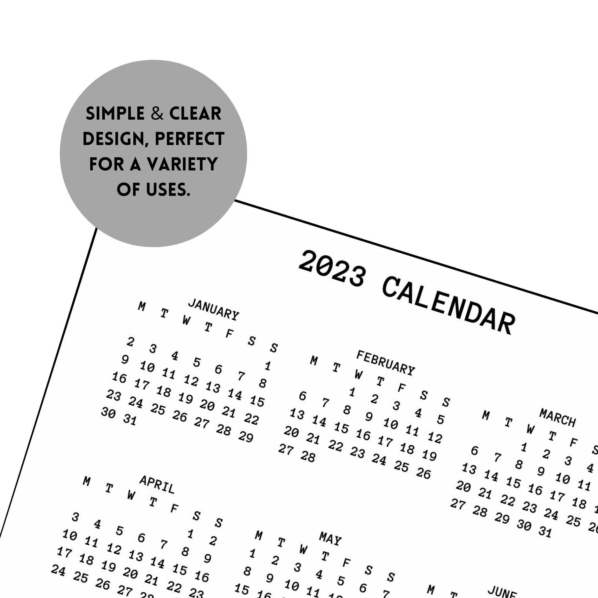2023 & 2024 Calendar Year at 1 Glance Minimal Designed 1 Etsy UK