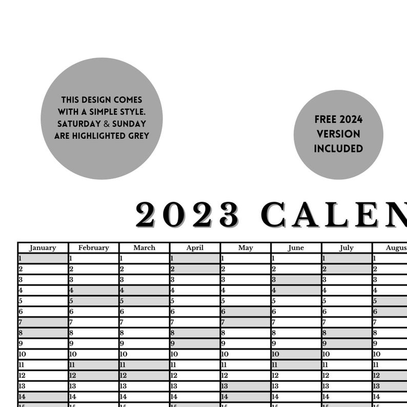 Big Wall Calendar 2023 & Free 2024 Version Annual Finance Etsy UK