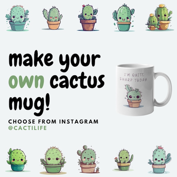 Personalized Custom Cactus Mug - Microwave & Dishwasher Safe, BPA and Lead-Free Ceramic - Choose Your Cactus From @CactiLife (Instagram)