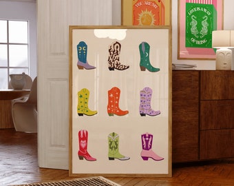 Cowgirl Boots Set Print: Trendy Western Wall Art (Digital Download)