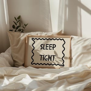 Sleep Tight Wall Art, Horizontal Poster Gift, Bedroom Quote Wall Art, Trendy Good Night Print,Cute Bedroom Decor, Aesthetic Bedroom Print