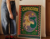 Capricorn Zodiac Poster — Colorful Astrology Wall Art, Horoscope Digital Download