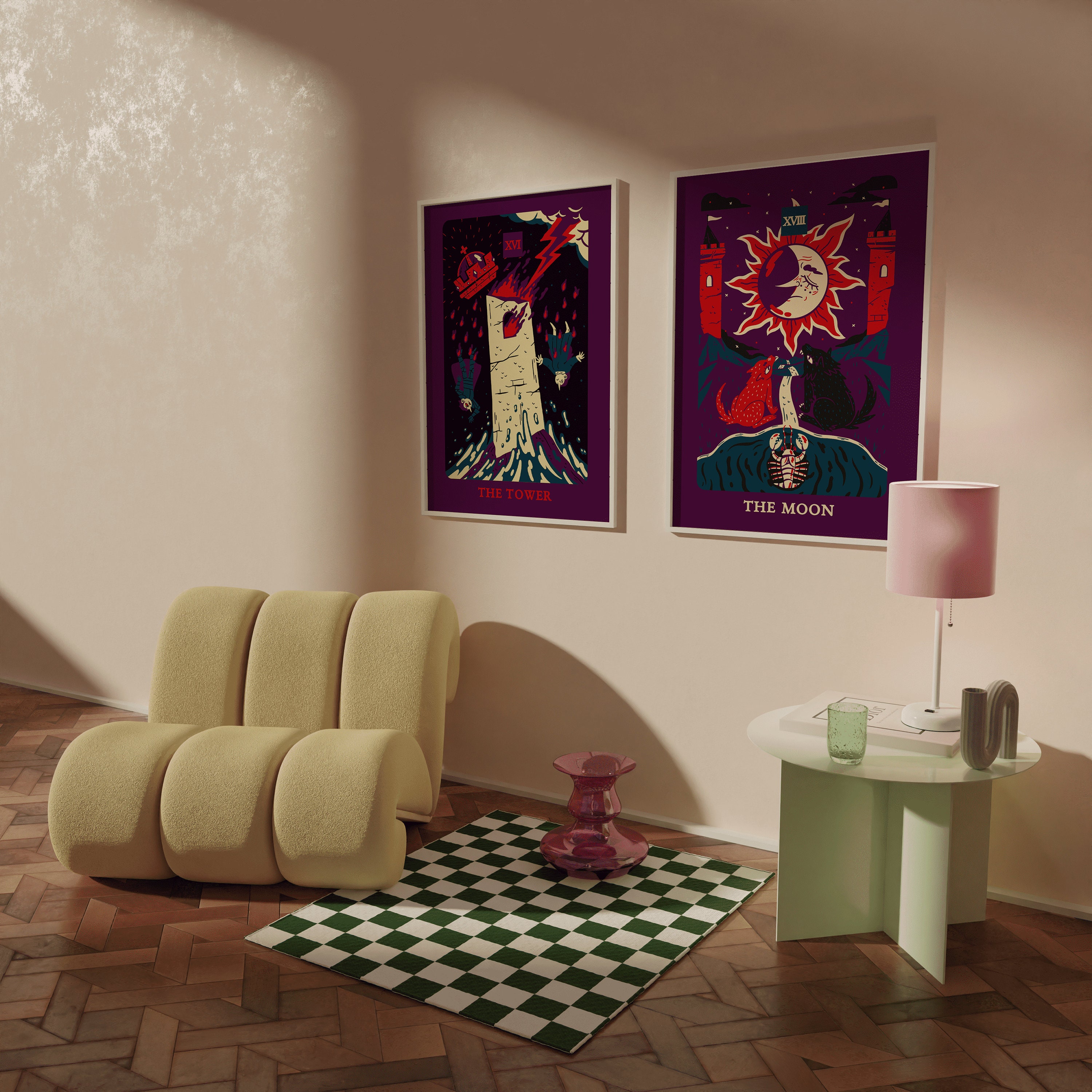 Wall Art Set of 6 Tarot Card Print Set . Digital Download . Wall Decor