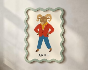 Aries Zodiac Print, Astrology Wall Art, Aries Horoscope Poster, Zodiac Illustration, Digital Download