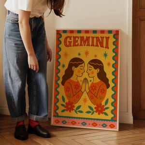 Gemini Zodiac Poster — Colorful Astrology Wall Art, Horoscope Digital Download