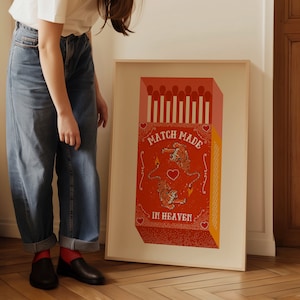Match Made in Heaven | Retro Print Tiger Poster | Vintage Art |  Pink Matchbox Poster | Contemporary Art | Digital Download | Wall Decor