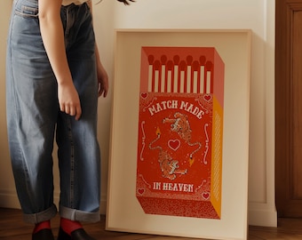 Match Made in Heaven Matchbox Print: Vintage-Style Wall Art (Digital Download)