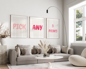 Custom Retro Gallery Wall Art: Pick Your Own 3 Prints (Digital Download)