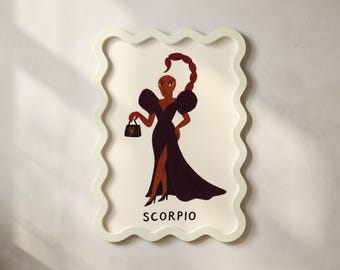 Scorpio Zodiac Print, Astrology Wall Art, Scorpio Horoscope Poster, Zodiac Illustration, Digital Download