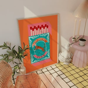 Matchbox You Light My Fire Digital Poster, Retro Aesthetic Print, Digital Download , Orange High Qoualty Poster, Gift For Her, Large Size