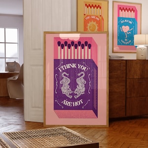 Ich denke du bist heiß | Poster Retro Tiger Poster | Vintage Kunst |  Poster Streichholzschachtel | Zeitgenössische Kunst | Digitaler Download | Wanddekoration