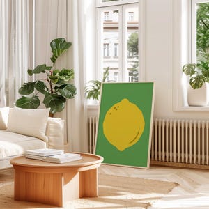 Retro Lemon Market Print: Abstract Yellow Fruit Poster (Digital Download)