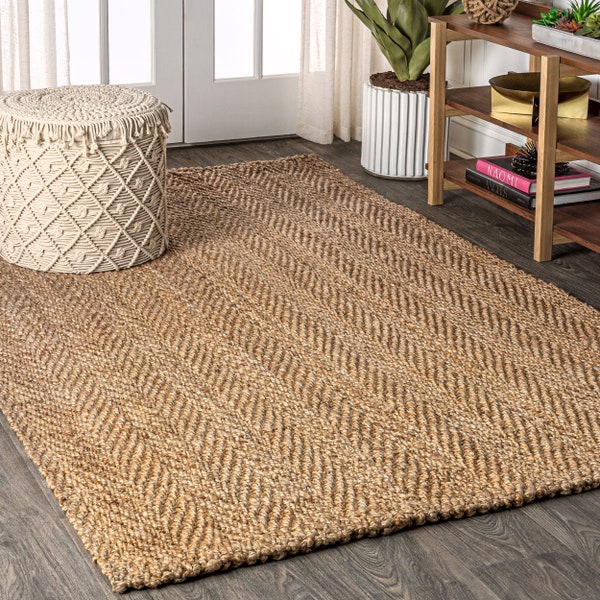 Espina Hand Woven Herringbone Chunky Jute Natural Rug