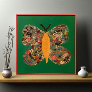 Textured Butterfly Oil Painting on Canvas: Colorful Abstract Wall Art