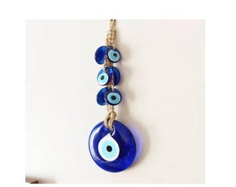Blauer Glas Evil Eye Wandbehang: Türkischer Nazar Schutzanhänger
