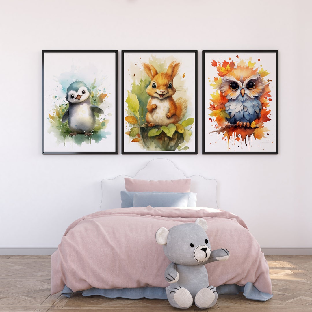 Digital Watercolor Safari Animals Paintings for Childrens Etsy