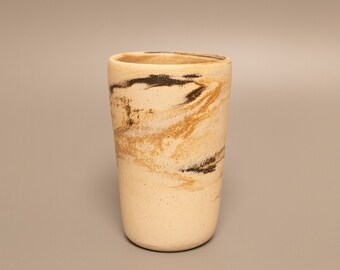 Tall marbled clay cup 1