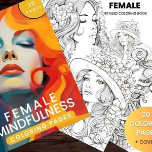 Libro para colorear femenino para adultos / Mindfulness femenino PDF imprimible / Alivio del estrés / Descarga instantánea / Páginas para colorear a la venta