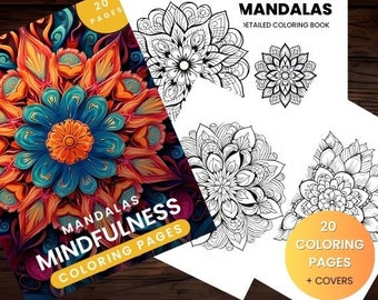 Mandala Coloring Book For Adults | Mindfulness Mandalas PDF | Stress Relieving | Instant download | Colouring Pages For Sale
