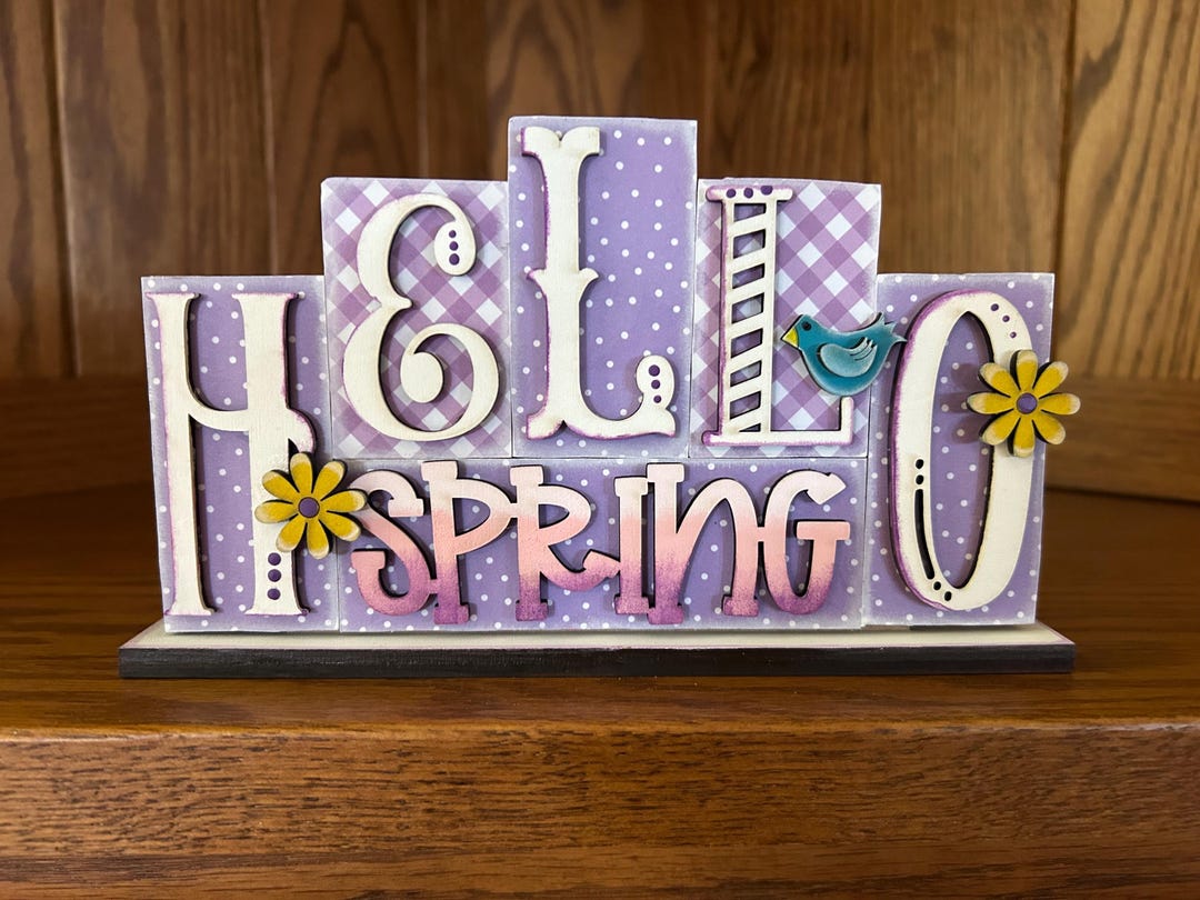 Hello Spring Block Decor DIY Hello Spring Word Block, DIY Word Block Letter Sets, DIY Wood Kits ...