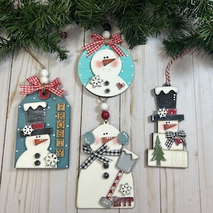 DIY Christmas Ornaments, Snowman Ornaments, Unfinished Christmas Wood Blanks, Ready to Paint
