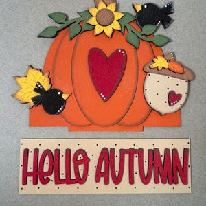 DIY Hello Autumn Add-On Insert, Interchangeable Fall Decor,  Add on for Window Box or Breadboard Box, Ready to Paint