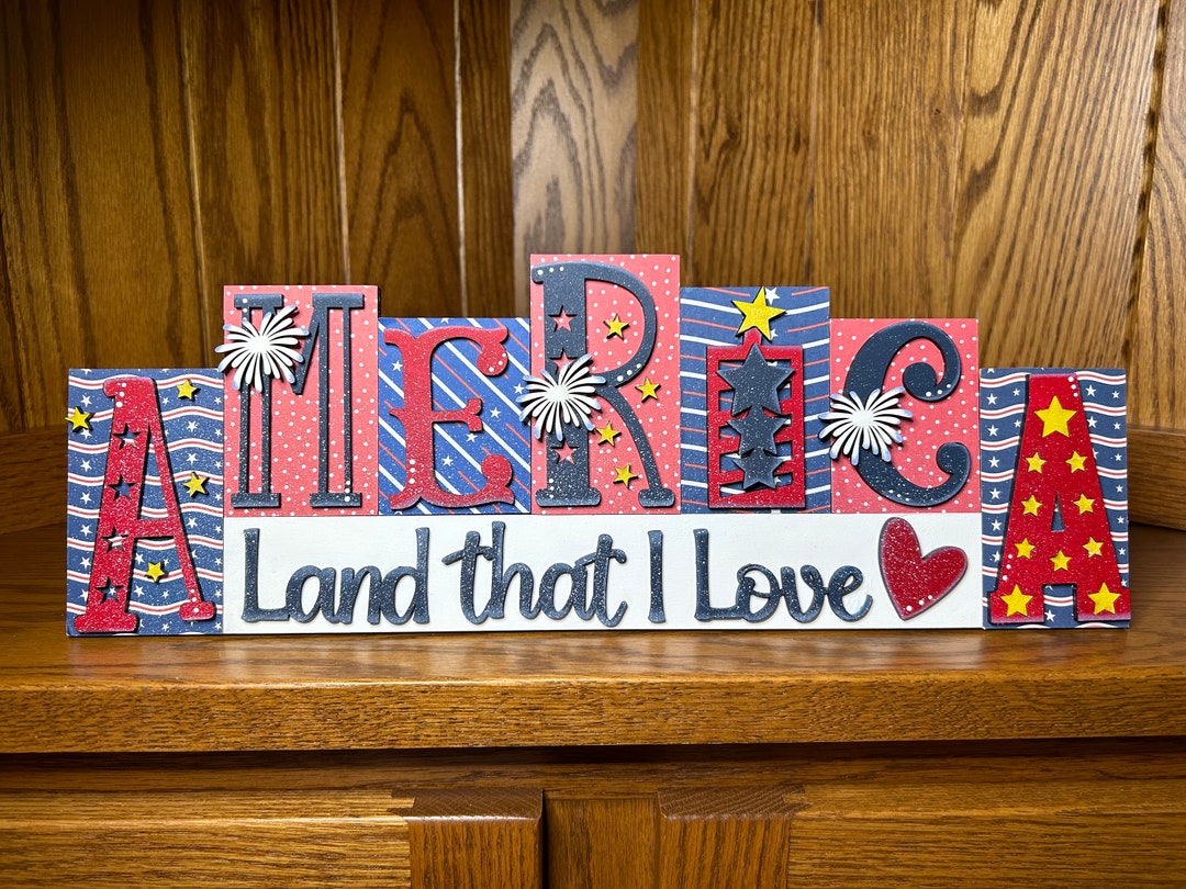 DIY America Land That I Love Word Block, DIY Word Block Letter Set, DIY ...