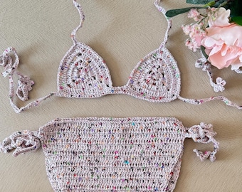 Bikini de ganchillo para bebé niña, traje de baño para niña, "One in the Sun", traje de baño dulce para recién nacida, ropa de playa