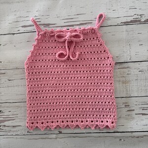 Crochet Pale  Pink Sleeveless Baby Halter Top | Handmade Infant Tank Top | Handmaede Baby Girl Knit Top | Sorbet Shades Clothes for Girls