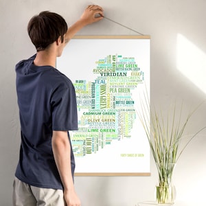 Poster typographique Quarante nuances de vert avec crochets