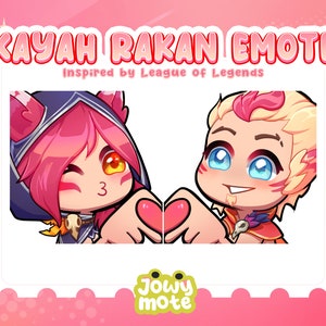 Xayah and Rakan couple emote inspired by League of Legends for Twitch Discord and Kick great for Valentines day !