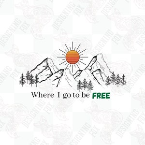 Mountain adventure print design - PNG - SVG - Digital download -Black - White